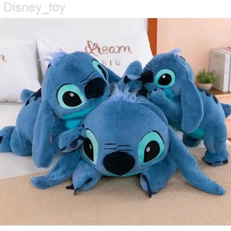Disney 45cm Stitch Doll Plush Toys LiloStitch Plush Stuffed Doll Soft Pillow Prone Posture DarkLight Blue Cute Gift Toys H251013