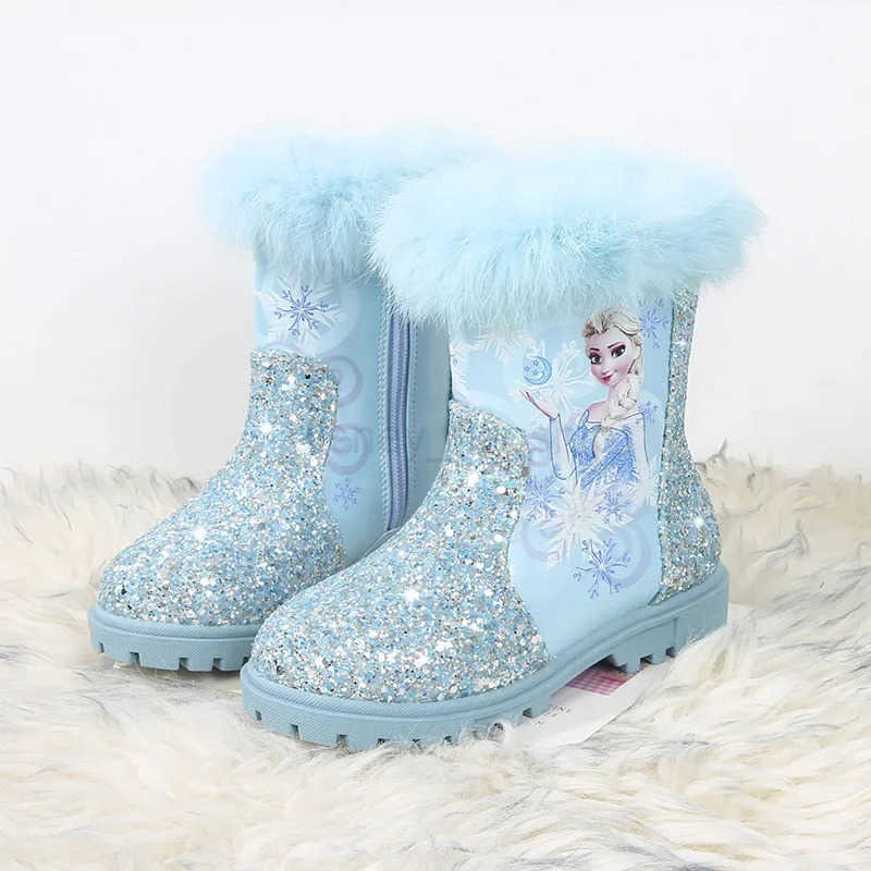 Disney girls cartoon frozen boot elsa princess Fashion boots plus velvet childrens shoesXJ251013 - view 4