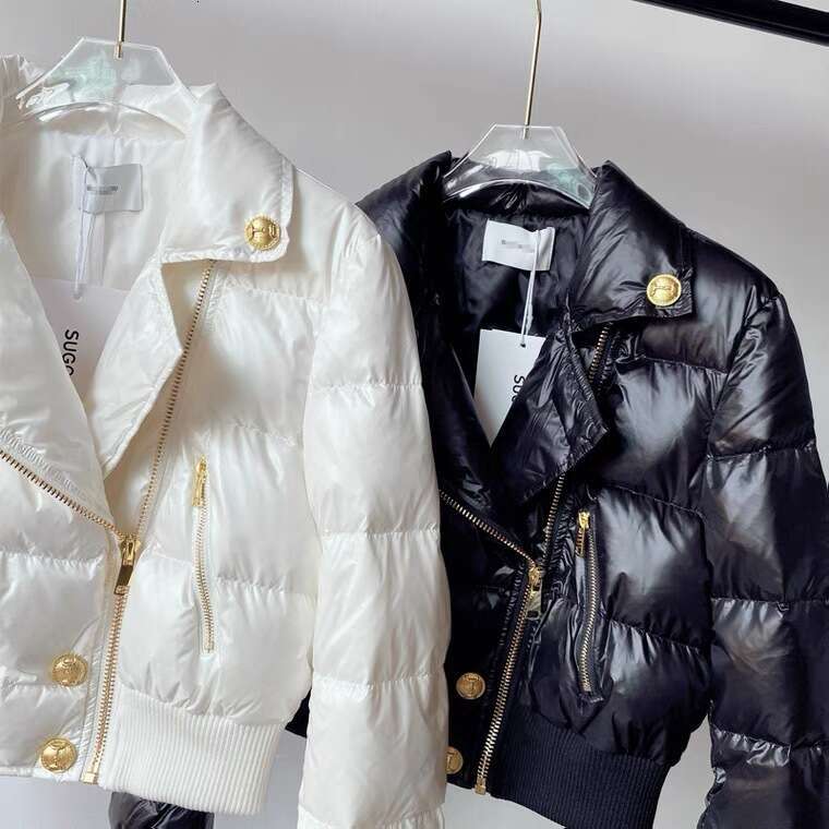 Gold Buckle New Jacket For Women Winter Slim Fit Solid Color Thickened Elegant High-End Cotton Coat Trendy B5