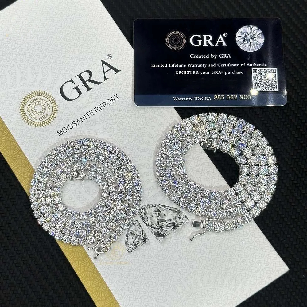 Cheapest Price Hip Hop Sier Gra VVS Moissanite Dia Tennis chain 3MM 4MM 5MM Necklace Bracelet Men Women Hiphop Jewelry