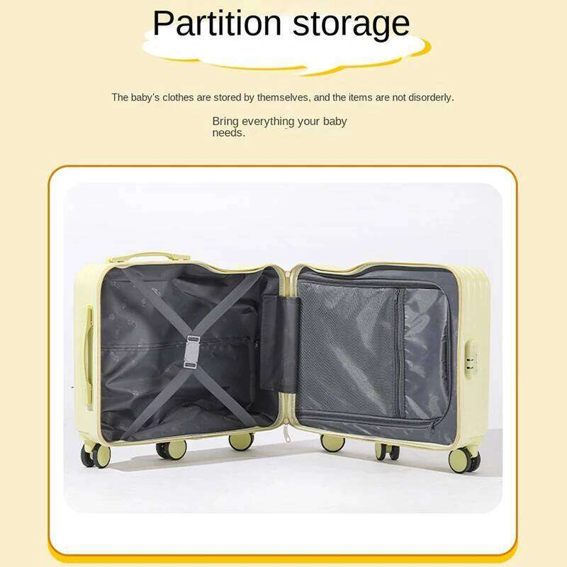 New Children s Riding Suitcase Inch Can Sit Lage Trolley Case Universal Wheel Wheels Travel Suitcases with Cup Holder