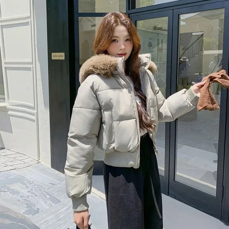 Ladies Down Cottonpadded Jacket Lapel Fashion Joker Female Winter Coat Temperament High quality Korean Women Outwear 251011