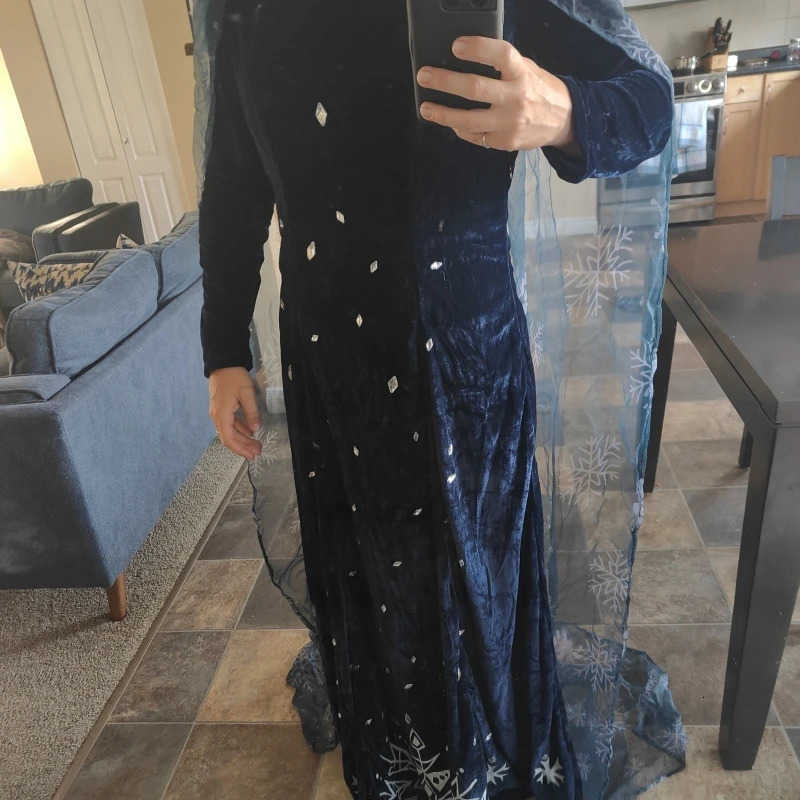 Disney Frozen Snow Elsa Princess Dress Women Perform Cute Game Clothing Female Cosplay Clothes Velvet Dress Halloween Costume H251013