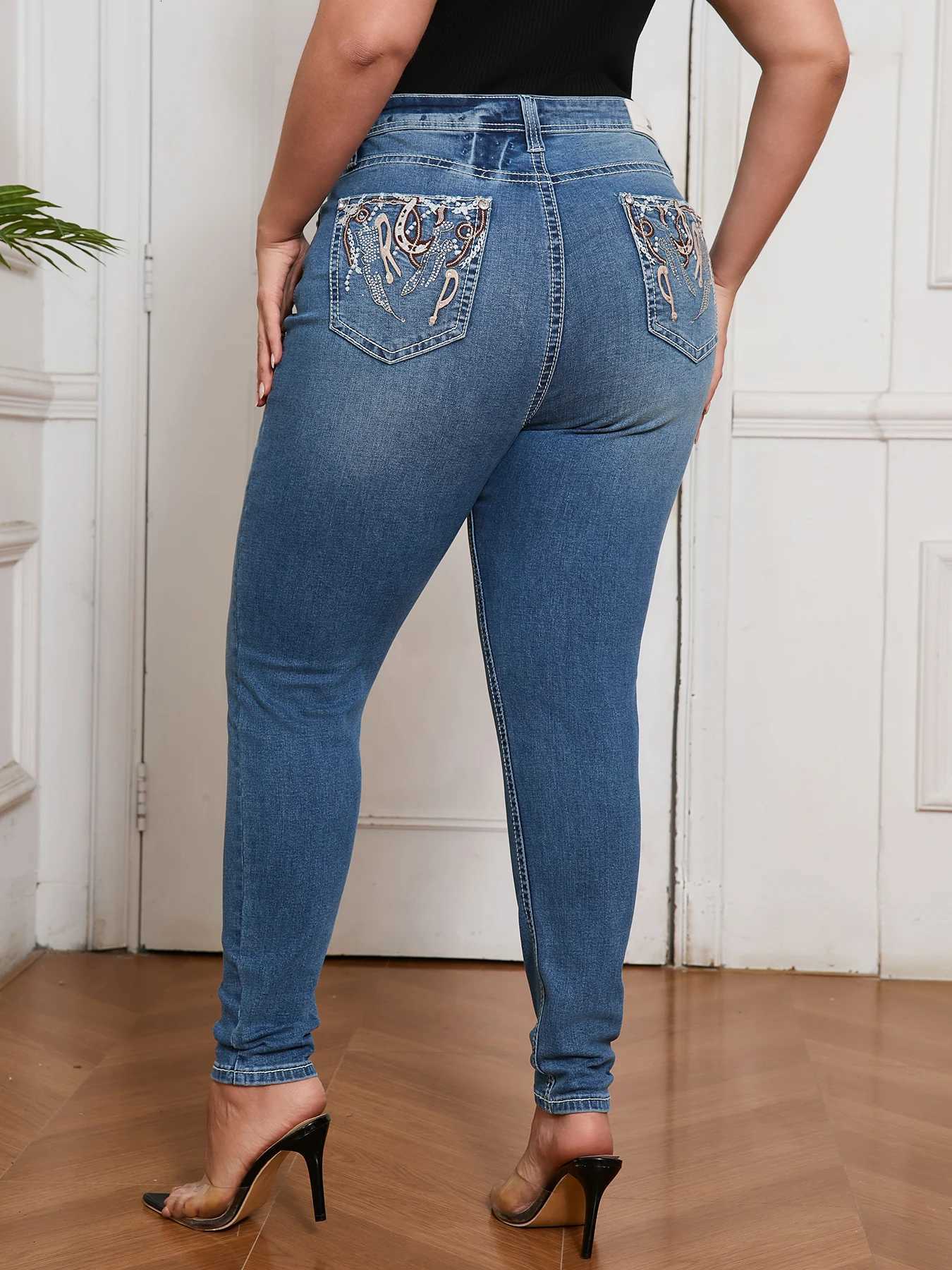 Y2K Plus Size Skinny Jeans for Women High Waist Slim Fit Stretch Denim Pants Curvy Trendy Retro Style Jeans Street FashionT251013