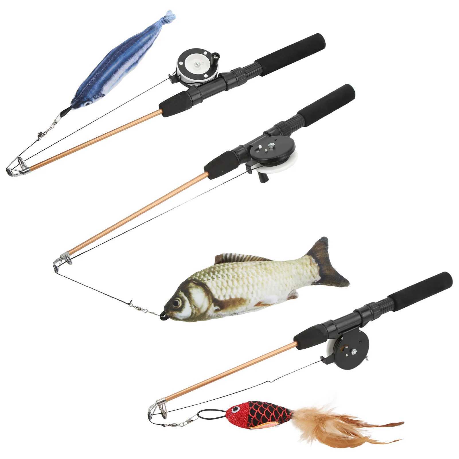 Cat Toys Fish Telescopic Cat Stick Funny Cat Stick Realistic Flexible Interactive Pulley Telescopic Fishing Rod Cat for Cats C251013