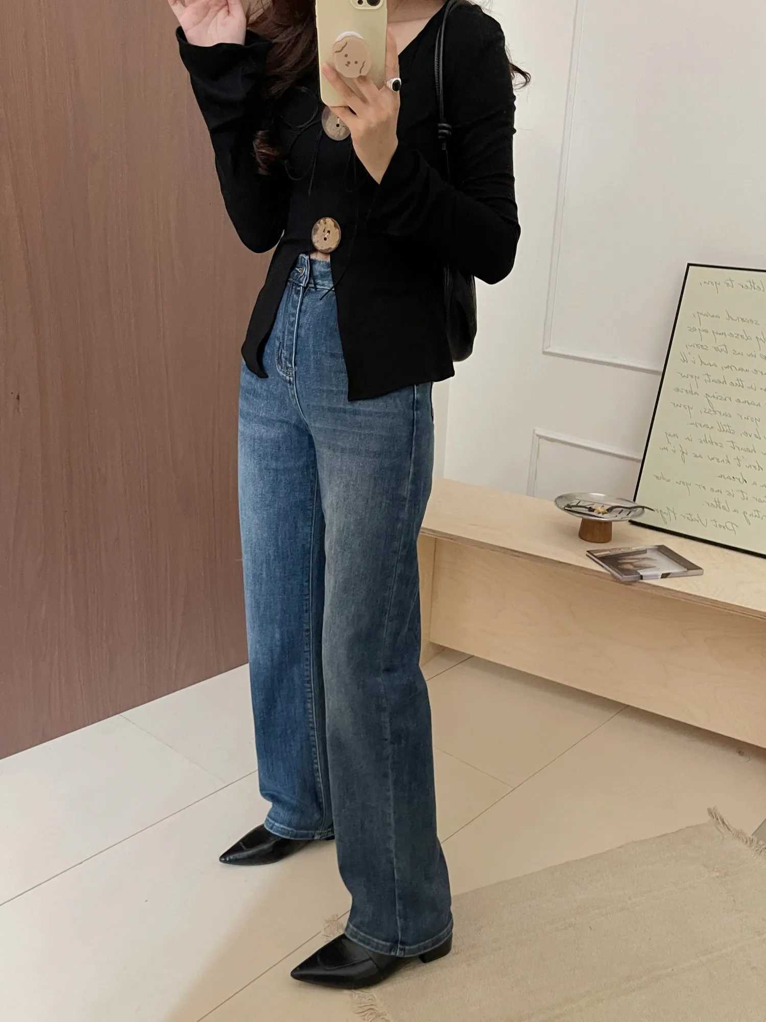 ZHISILAO Vintage Straight Jeans Women Classic Cotton Stretch Blue Full Length Denim Pants Streetwear 2024 Autumn WinterT251013