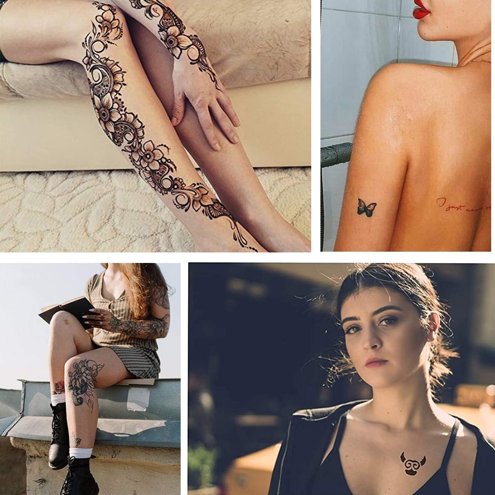 Temporary Tattoo Ink and Stencils for Adults Teens Kids, Temporary Tattoo Kit Skin Friendly