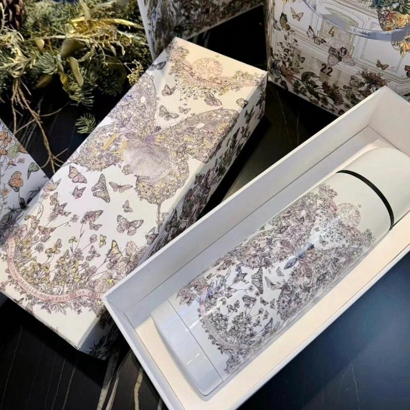 New Butterfly Insulated Cup Stainless Steel Water Cup Drinking Cup Dual Purpose High End Water Cups with Insulation and Cooling