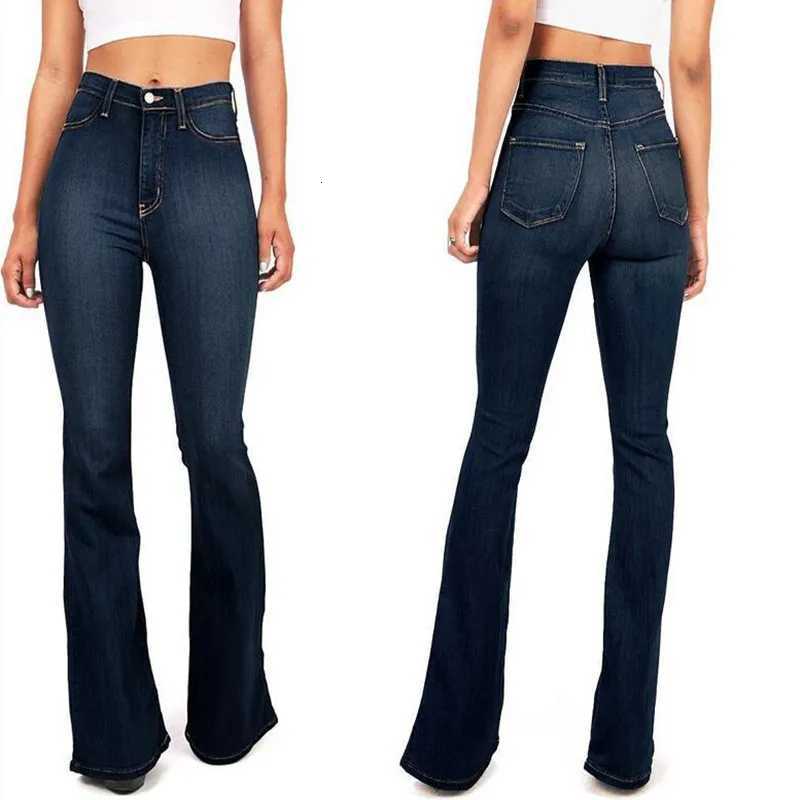 2022 SpringSummer New Trousers High Waist Boot Cut Jeans For Women Fashion Casual Slim Denim Flared Pants Plus Size S4XLT251013
