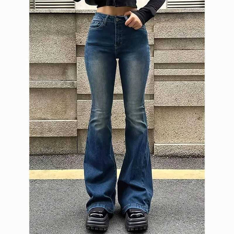 2025Retro Micro Flared Womens Spring New Straight Tube Loose Elastic Design Niche Denim Casual Pants Black JeansT251013