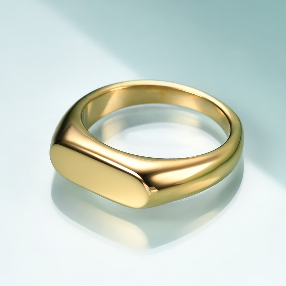 Stainless Steel Signet Ring for Men WomenGold Silver Color Band Ring Pinky Ring Cool Finger RingSimple Jewelry Gift for Him 250709