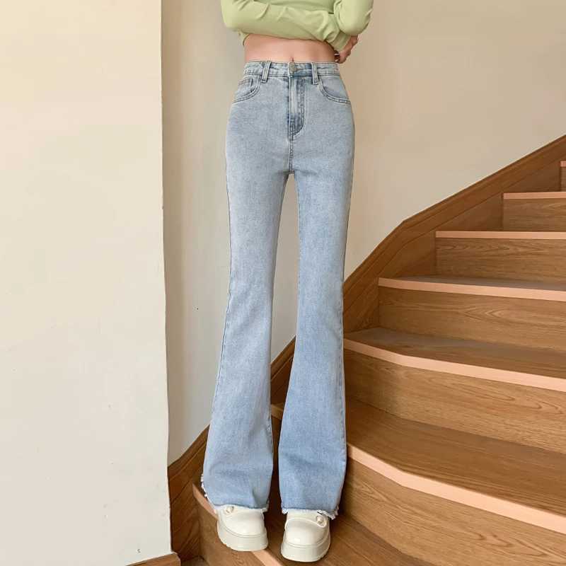 Loose Straight Tube Womens Highwaisted Jeans Leisure Vintage Washed Denim Trousers Comfort Stretch Casual Everyday VersatileT251013