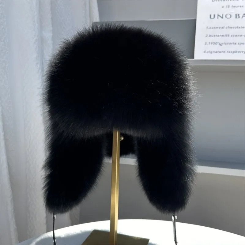 100 genuine fox fur earprotecting hat Men real raccoon fur bomber hat Women winter warm fur real sheep leather snow hat 251011