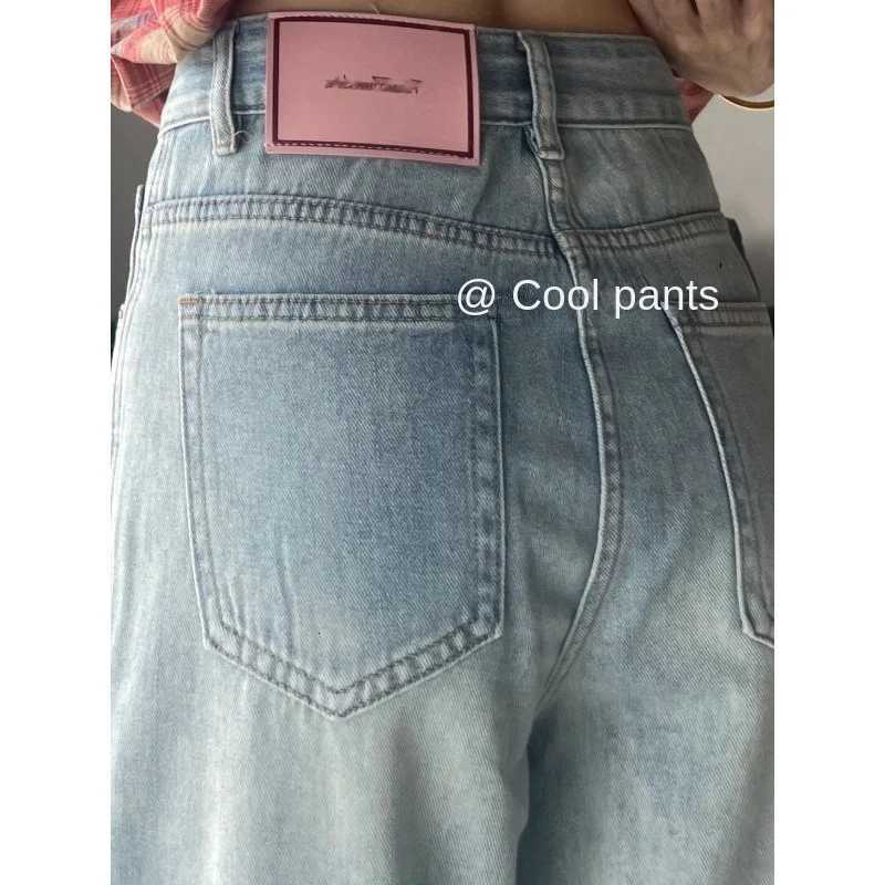 Women Y2K Light Color Stretch High Waist Comfort Casual Baggy Jeans Loose Straight Wide Leg PantsT251013