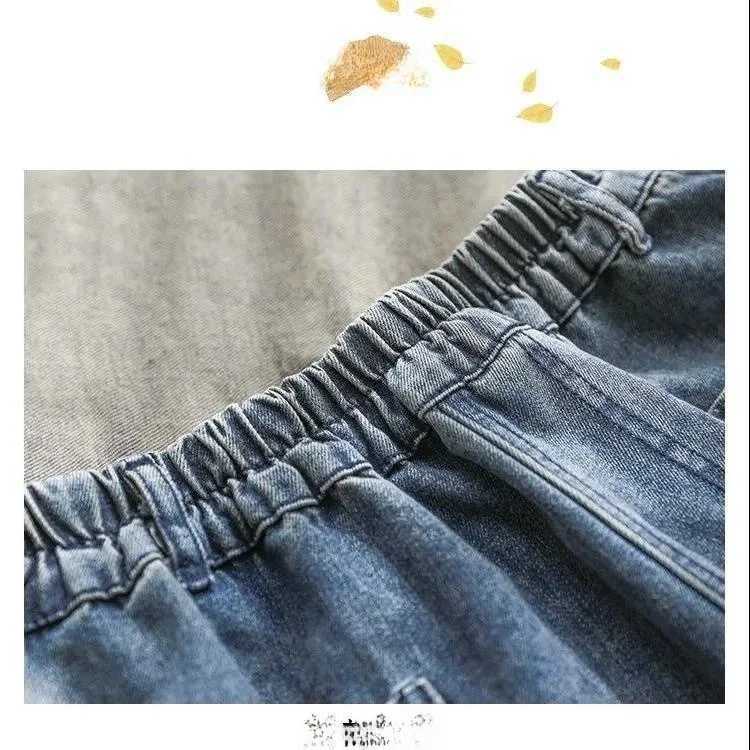 Loose Wide Leg Harem Jeans Womens plus Size Dad Waist High Waist Nine Point Pants Slimming Light Waed Casual TrousersT251013