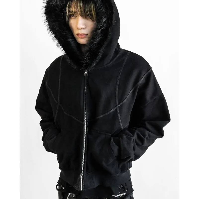 Autumn and winter retro primitive millennium phoenix plush hooded ed sweatshirt cardigan jacket 251010