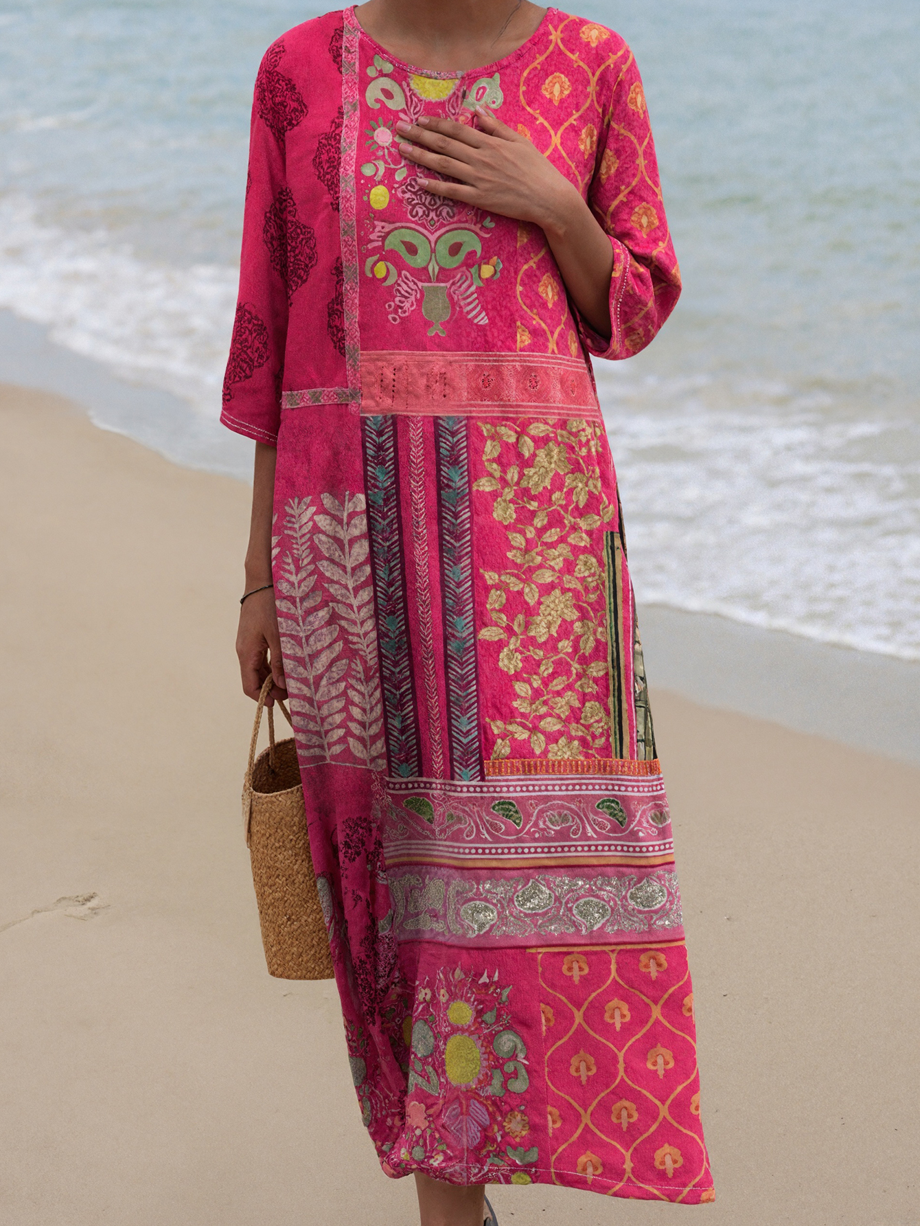 Women's Summer New Floral Printed Maxi Dress - Fashionable Beach & Vacation Casual Dress-CF51083