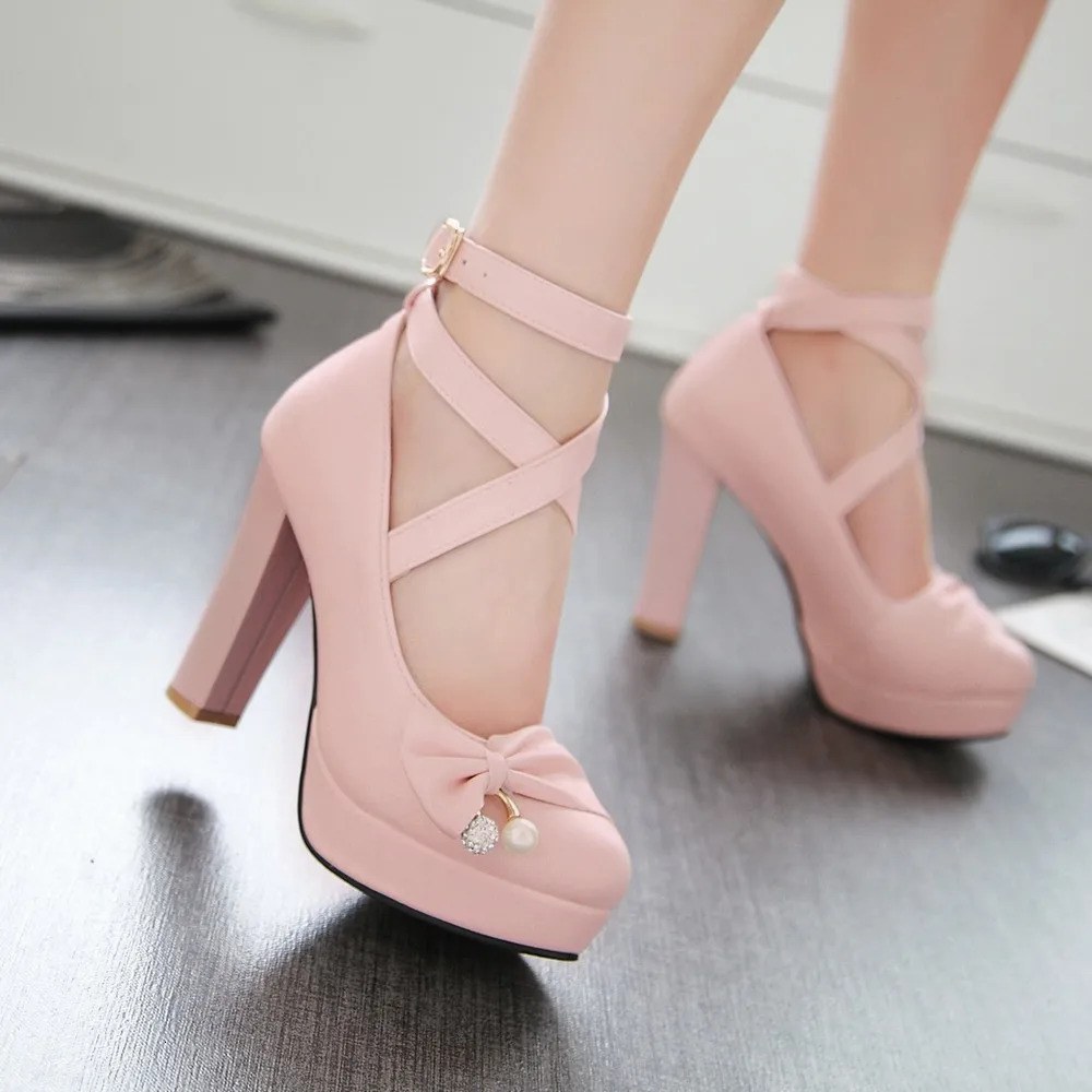 High Heels Women 2025 Trend Chunky Heels Platform Lolita Mary Jane Elegant Party Korean Shoes Dress White The Glossy Fashion 251010