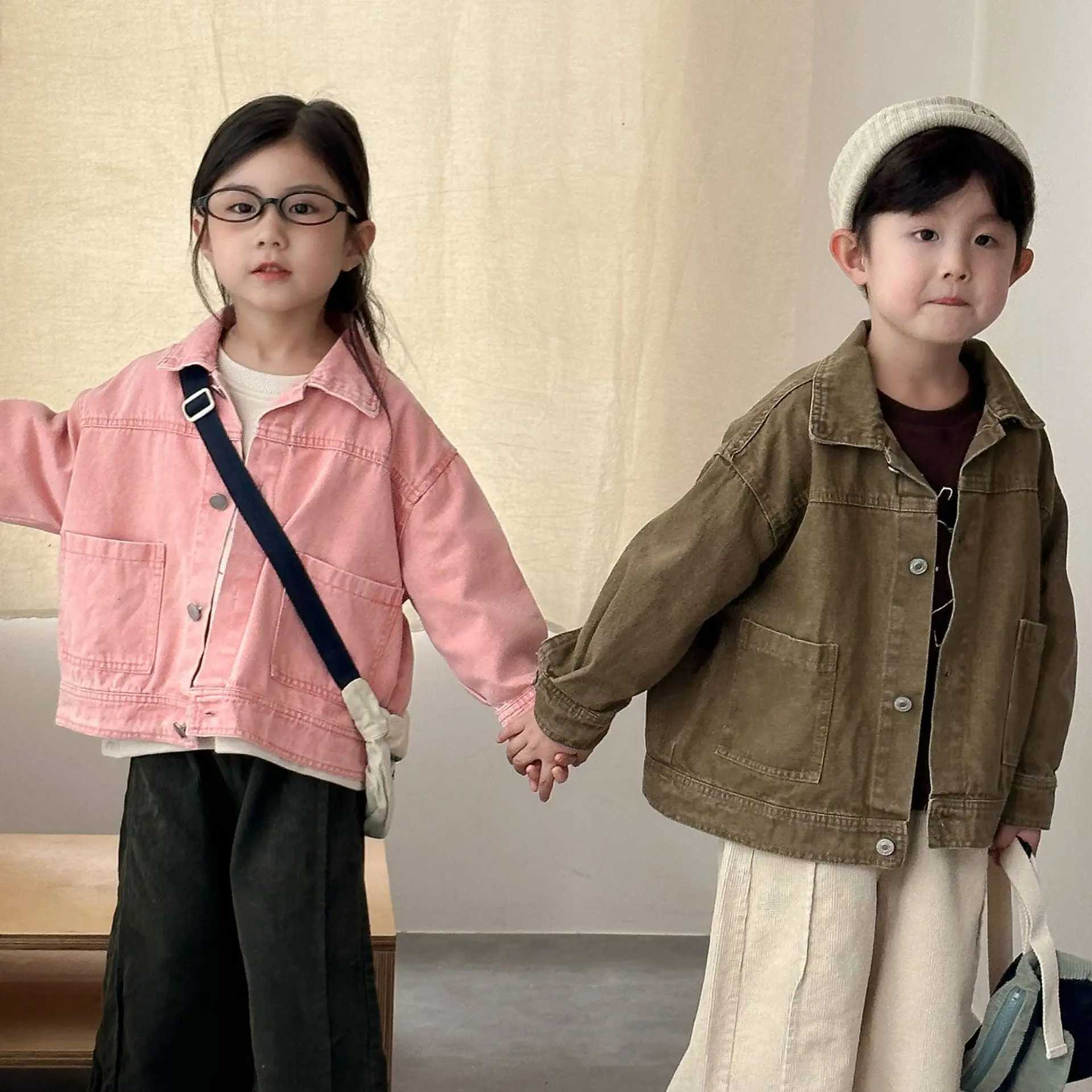 Kids Baby Boys Autumn Coats Fashion Turn Down Collar Singlebreasted Baby Boys Denim Coats Long Sleeves Toddler Boys Outerwear C251013