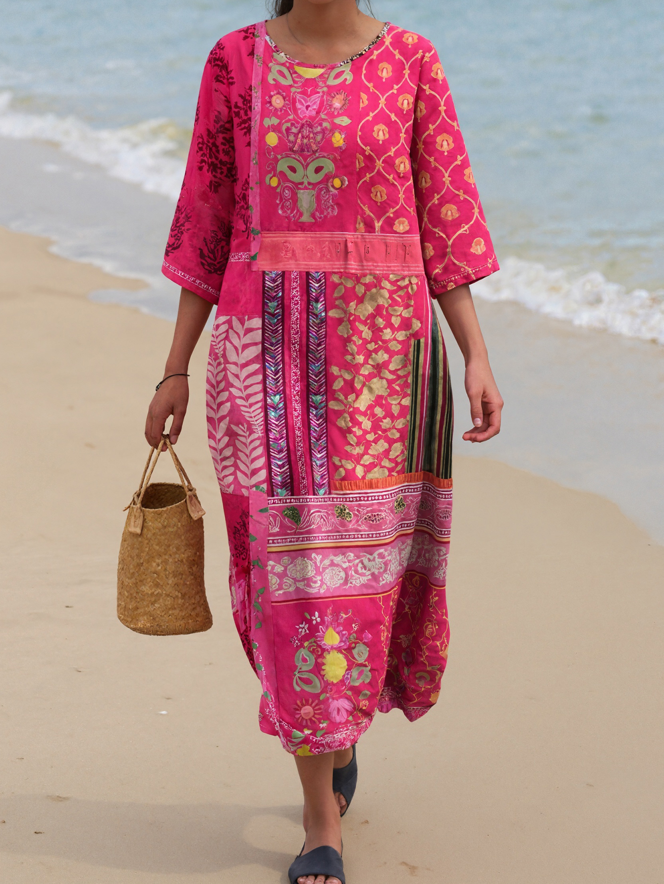 Women's Summer New Floral Printed Maxi Dress - Fashionable Beach & Vacation Casual Dress-CF51083