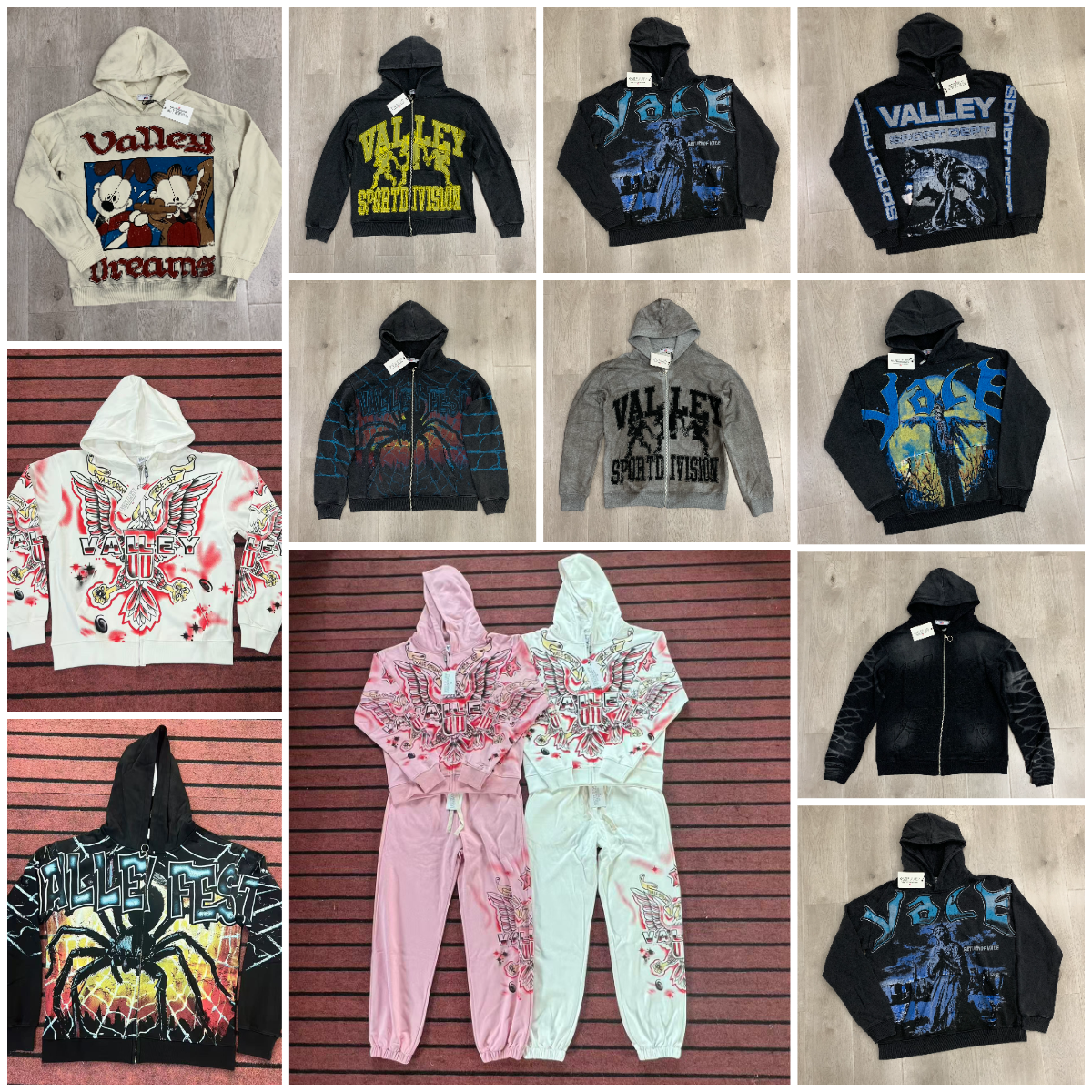 valley hoodie vale hoodie vale hoodies men High-quality hip-hop Parker sports zipper sportswear, pure cotton embroidery breathable