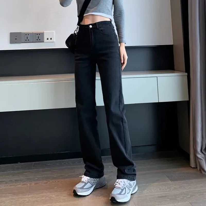 Women Straight Leg Elastic Jeans Pants Lady Comfortable High Waisted Denim Pants Girls Classic Designer Jeans TrousersT251013