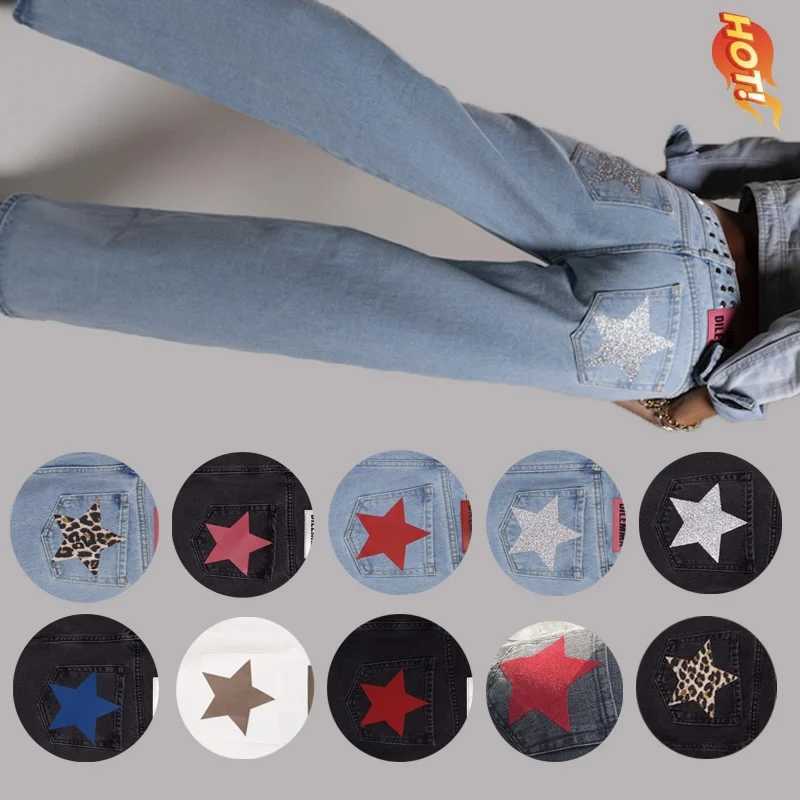 Y2K Blue Vintage FivePointed Star High Waited Jeans ONE DILEMMA Fashion Baggy Jeans Women Clothing Casual Straight Denim PantsT251013
