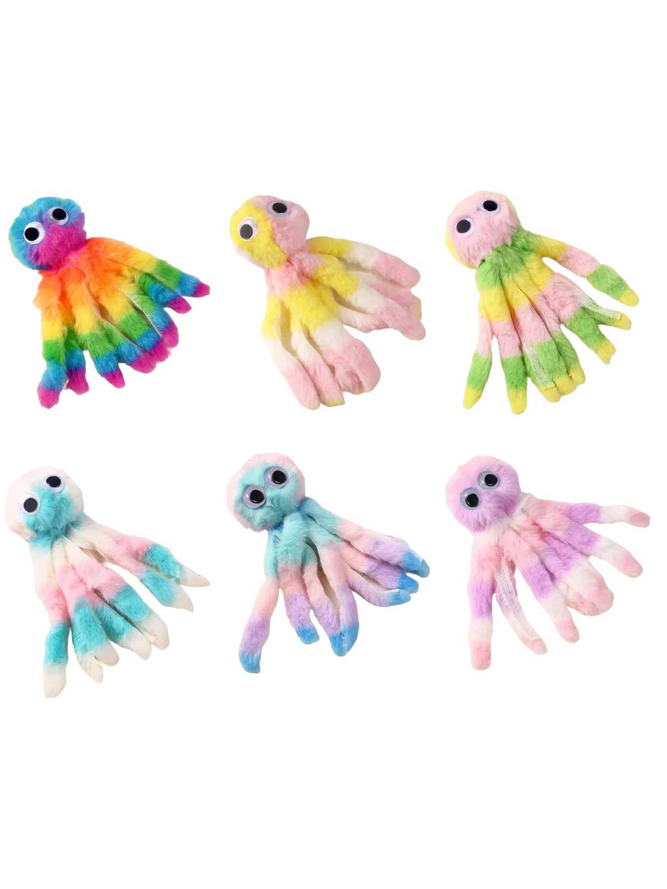 Adorable Octopus Plush Cat Toy Interactive Chew Kick Game Teaser Wand Replacement Heads Assorted Colors for Indoor Cats C251013