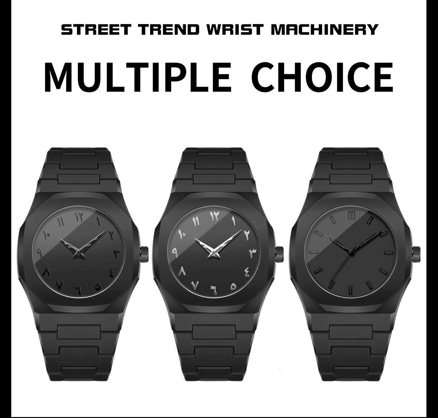 BINBOND Creative Middle East Arabic Digital Quartz Mens Watch Modern Minimalist Sketching Creative Design Waterproof Men Watch D251011