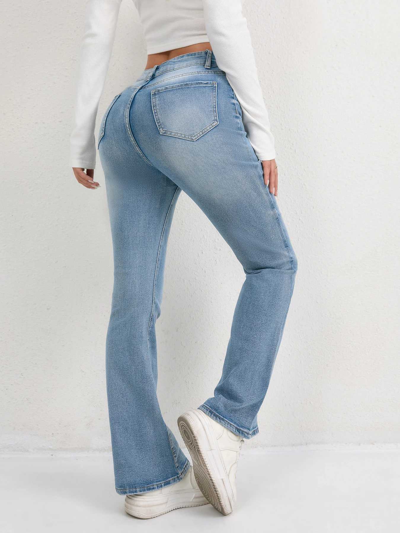 2025 Slimming Denim Pants Womens Jeans Micro Flares European and American Style Casual Versatile High Waist Washed TrousersT251013