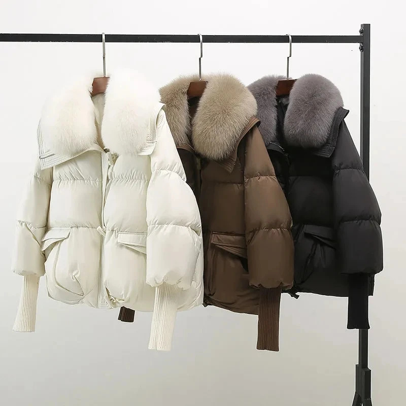 Ladies Winter Parka Coat Thicken Big Fur Collar Lady Outerwear CasualKorean Version Temperament Womens Down Cotton Jacket 251011