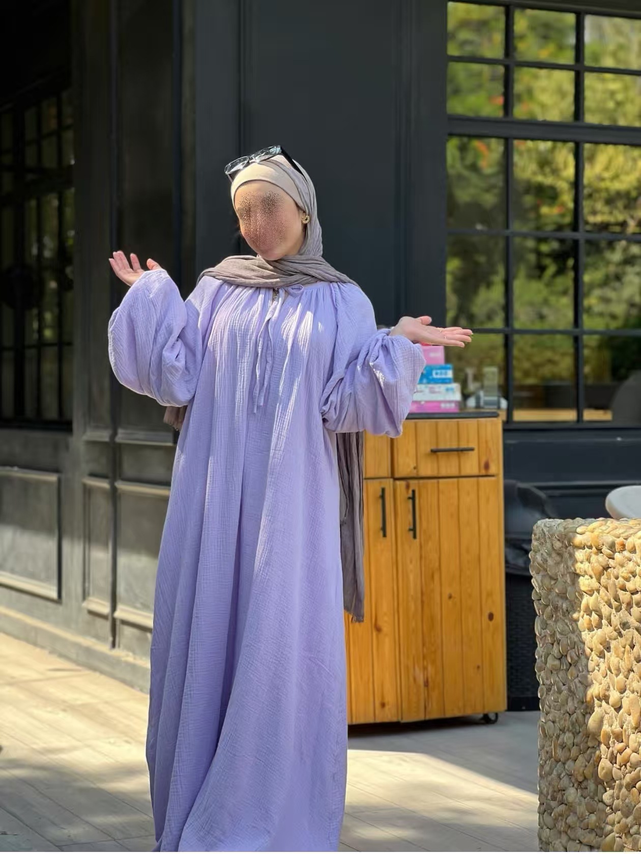 L10131Dubai Turkish solid color casual robe long dress