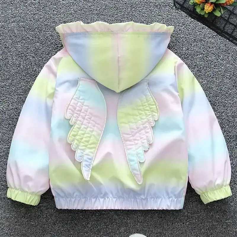 Autumn Baby Girls Boys Fashion Rainbow Windbreaker Coat Kids Angel Wings Jacket Hooded Zipper Outerwear Childrens Clothing C251013