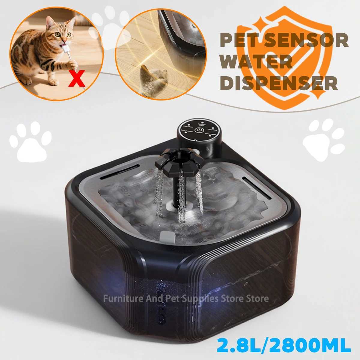 Wireless Automatic Cat Water Fountain 3600mAh 2800ML Pet Water Dispenser For Dog Cat Infrared Sensor Smart Pet Drinkier Fountain C251013