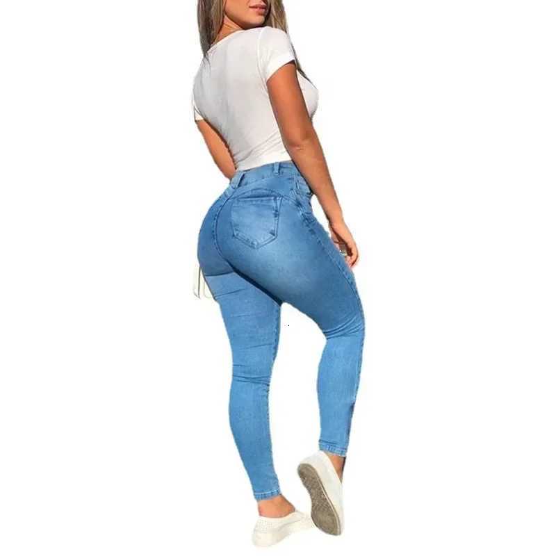 Women Jeans Denim Sheath Pencil Pants Pockets Cargo Denim Distressed High Waist Washing Slim Fit Zipper Fly Ankle Length SolidT251013