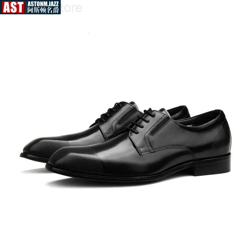 Italian Mens Dress Shoes Luxury Genuine Leather Summer New Style Fashion Square Toe Black Business Social Oxfords Shoes M251013