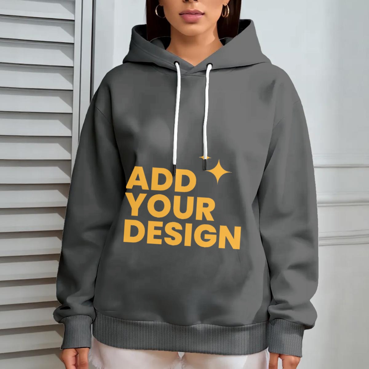 DHgatepod Women's Oversized Wool Hoodie | DTF Print Allover Design | Soft Polyester Fleece | Comfortable Casual Wear for Daily Use