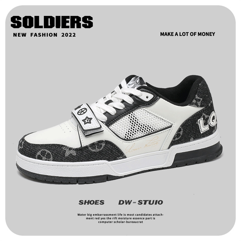 free shipping designer shoes trendy and fashionable casual Velcro board shoes breathable and comfortable versatile sports shoes for woman black blue