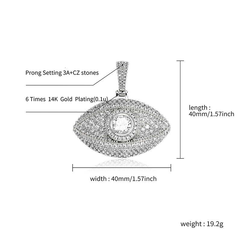 European and American Devil's Eye Three dimensional Pendant Micro inlaid Copper Zircon Chaoren Men's Fried Dough Twists Necklace ddmytues