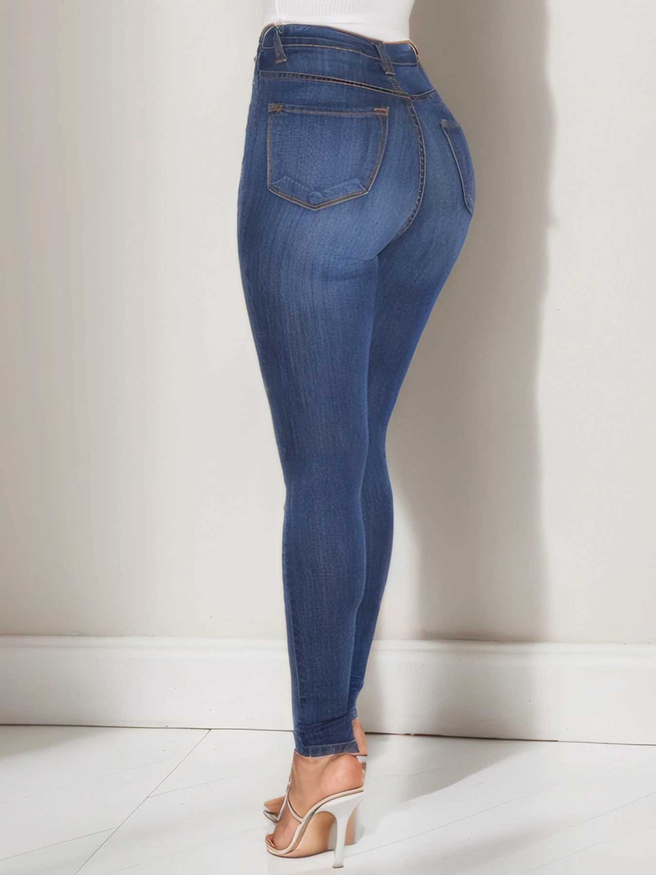 Womens High Waisted Elastic Hip Lifting Sexy Slim Fit Jeans Fashionable Casual Jeans Suitable for Daily WearT251013