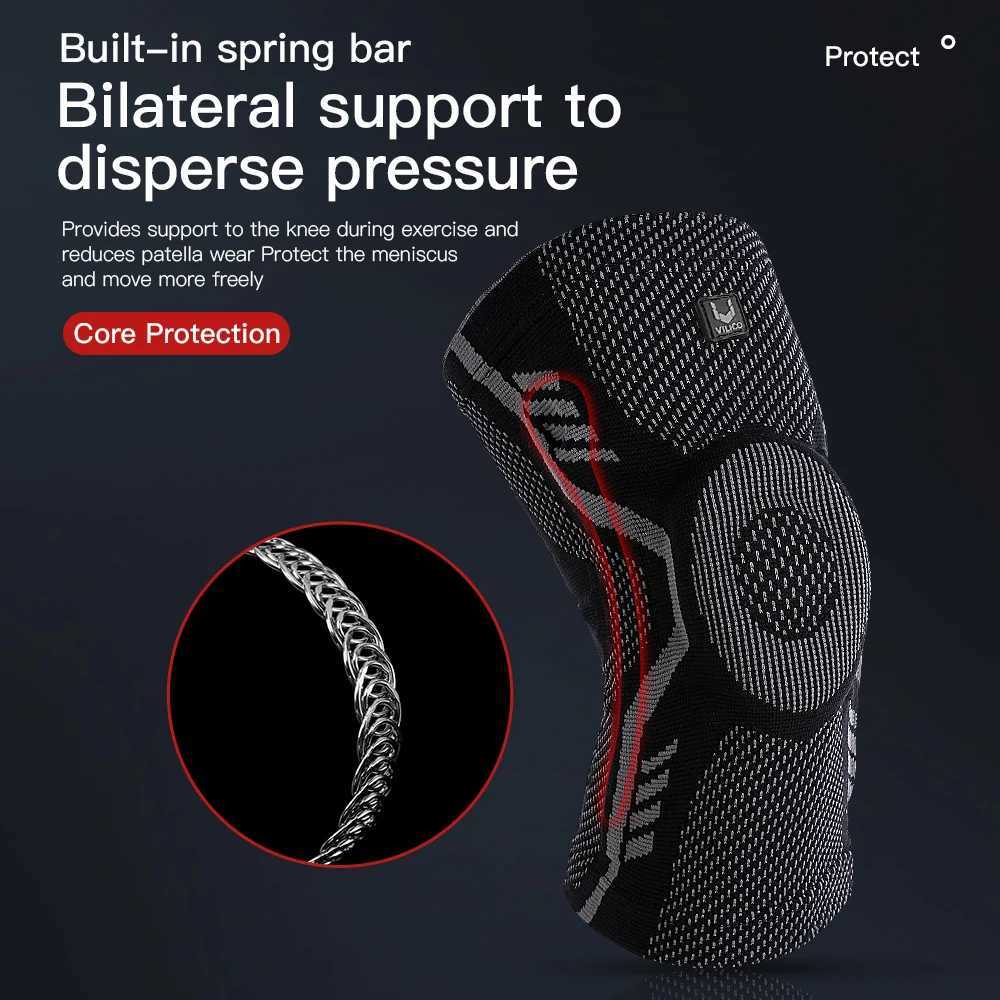 1 Piece Knee Brace Silicone Pads Spring Support High Elastic Breathable Knee Sleeves Protect Meniscus Basketball Sports Guard C251013