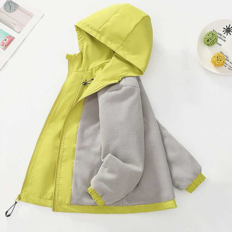 Boys Plush Warm Jacket Girls Windproof Waterproof Hooded Cargo Coat for Kids 414 Years Spring Autumn Outdoor Sports Outerwear C251013