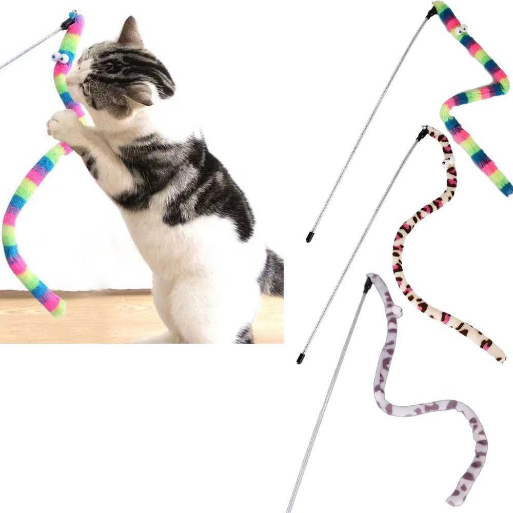 Cute Funny Rainbow Stick Pet Cat Toys Cat Teaser Toy Wand Cat Stick Strong Cat Toy Interactive Toys Cat Supplies Pet Products C251013