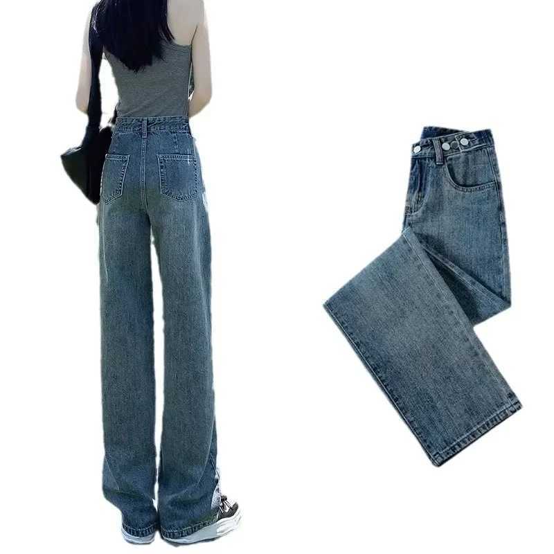 Hong Kong Style Spring Autumn Highwaisted Straightleg Jeans For Women Loose Fit Draped Design Sensibility Versatile New ModelT251013