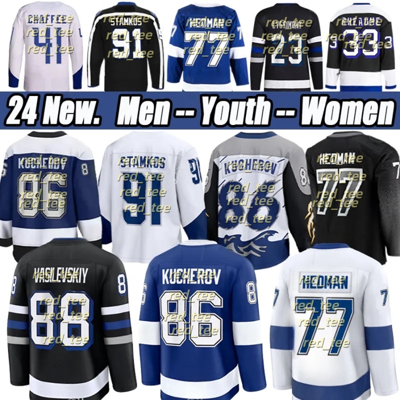 #86 Nikita Kucherov jersey tampa bay hockey jerseys #88 Andrei Vasilevskiy jersey Brayden Point Victor Hedman jersey Nick Anthony Cirelli McDonagh Lightning jersey