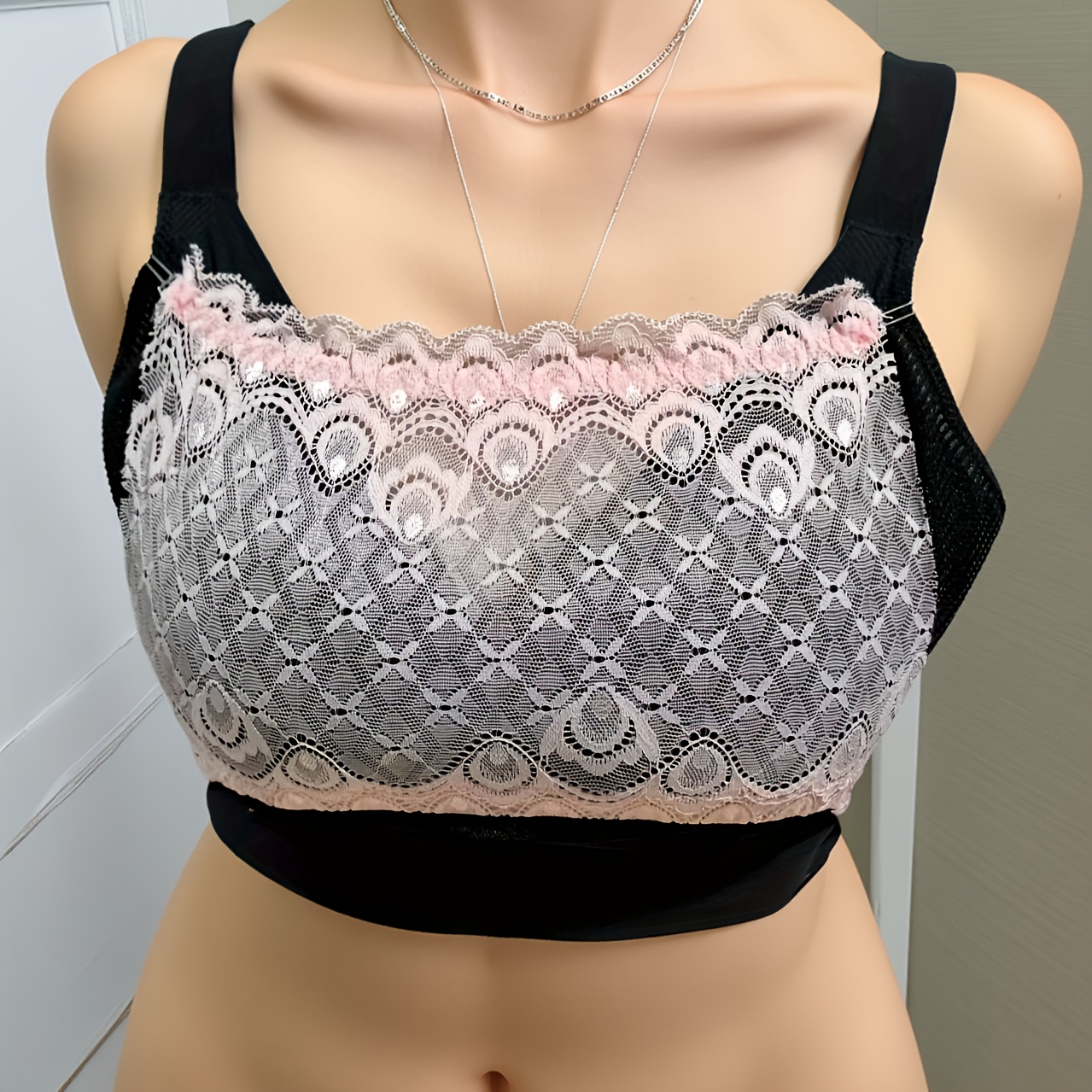 3pc New Lace Privacy Invisible Bra Modesty Panel Clip On Lace Cleavage Cover Up Women Camisole Elastic Band