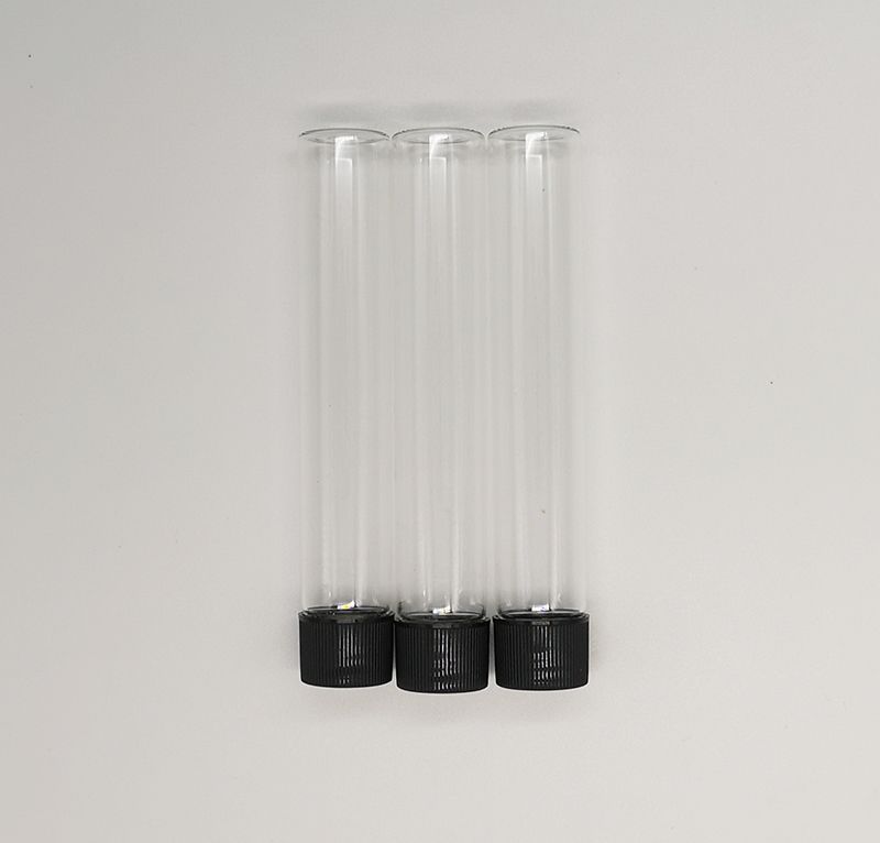Glass tubes packaging 115*20mm with plastic lids 30g tubes with screw cap could custom label