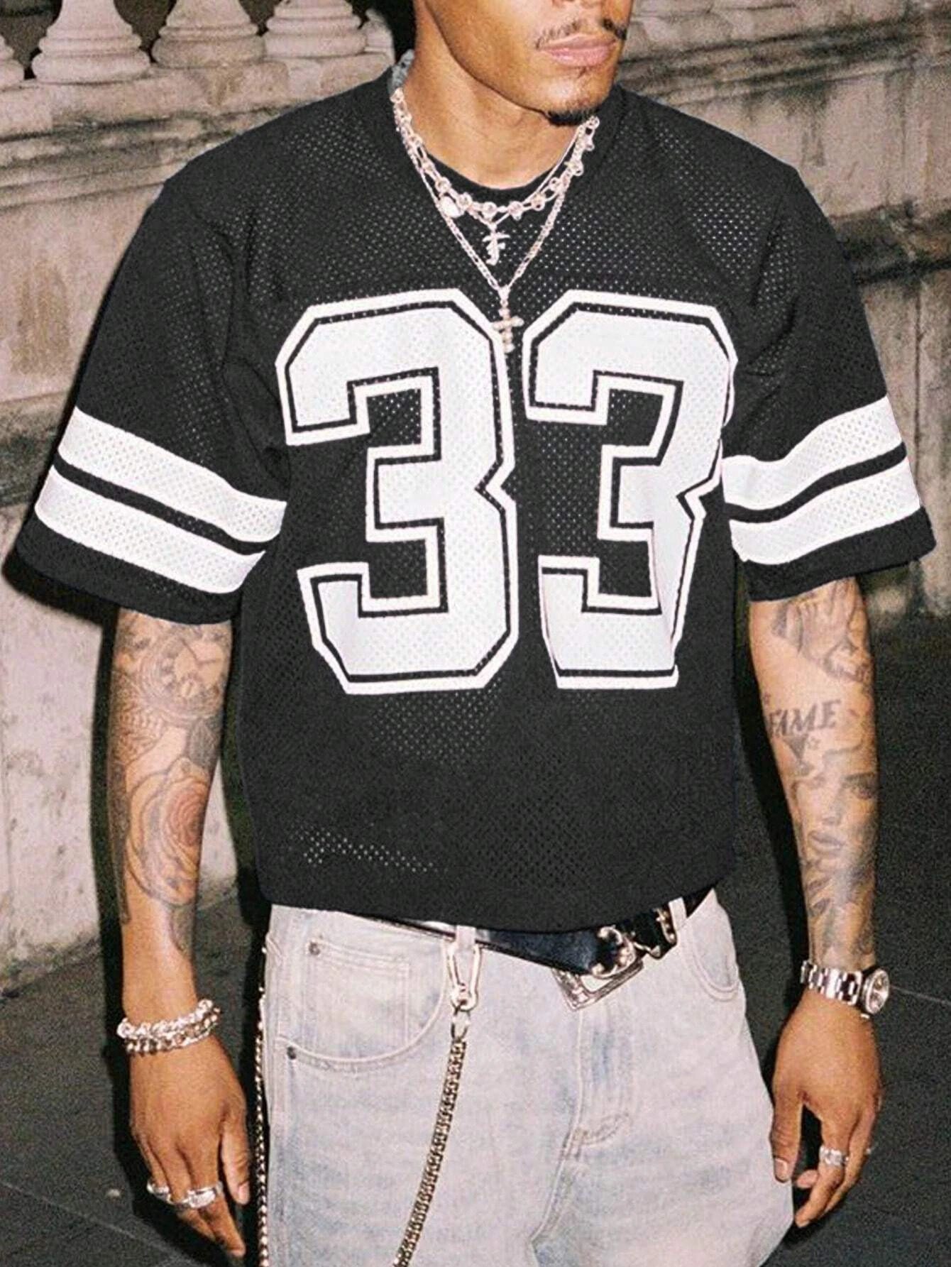 Summer MenS Mesh Sports Jersey TShirt Round Neck Loose Fashionable Street Wear HipHop Style Short Sleeved Casual Top 251008
