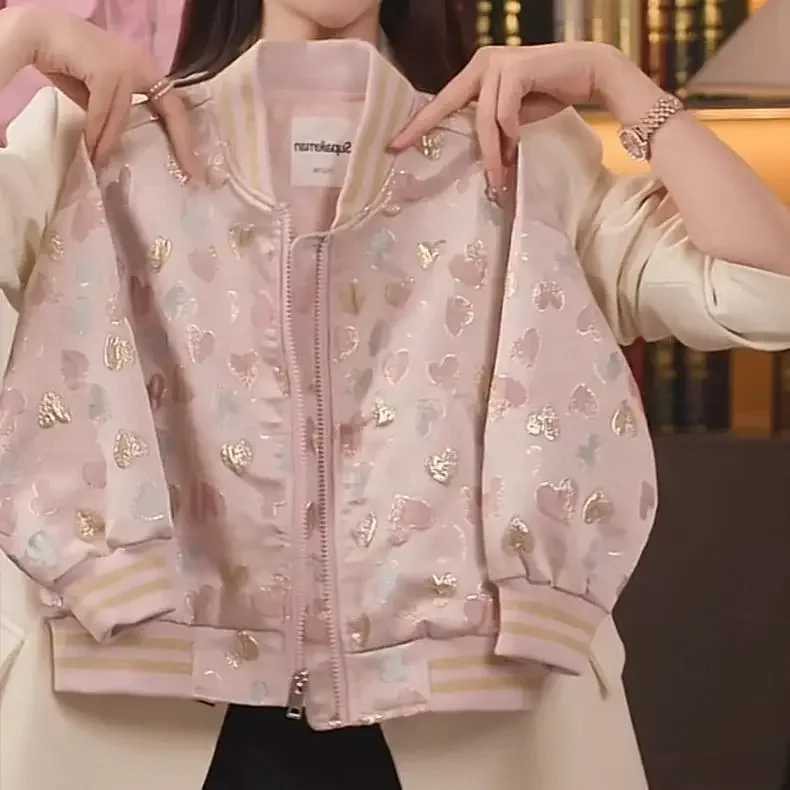 Girls Chinese Style Embroidered Baseball Jacket Autumn Jacquard Coat Windbreaker for Big Kids Lightweight Vintage Outerwear C251013