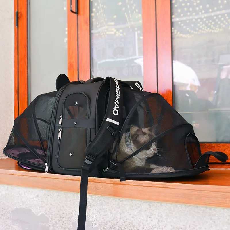 2in1 Cat Carrier Backpack Dual Expandable Backpack Foldable Breathable Carrier Pets and Small Dogs transporte pet backpack C251013